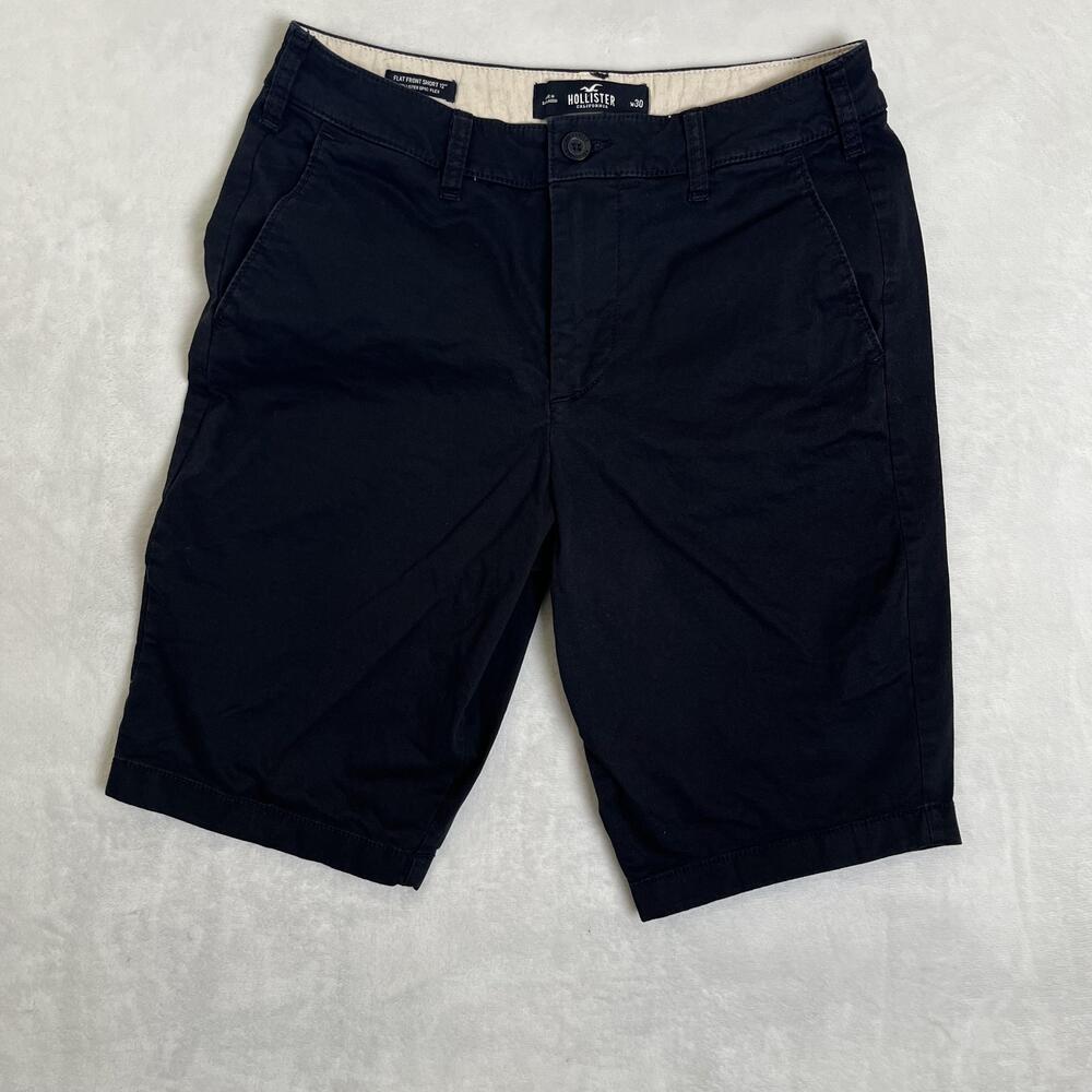 Hollister Shorts Mens 30 Black Flat Front 12 Epic Flex Chino Stretch Casual